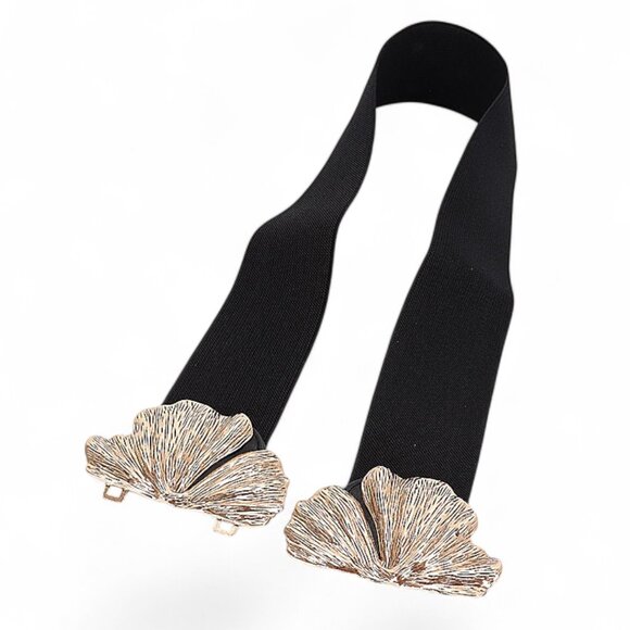 BNWT Antique Gold Vintage Flower Buckle Elastic Fashion Belt - Picture 5 of 6